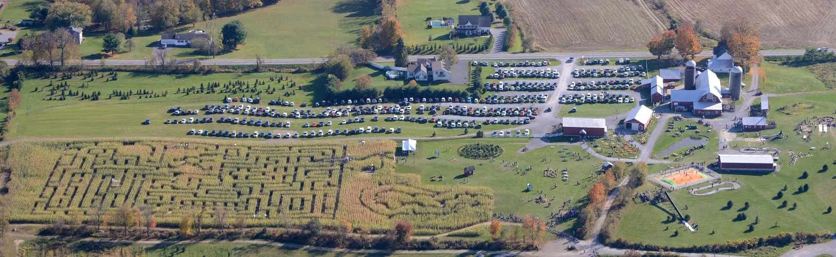 Overhead view of Ellms Family Farm and Corn Maze